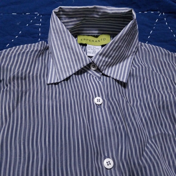 100% silk grey button down blouse xs - Picture 5 of 6